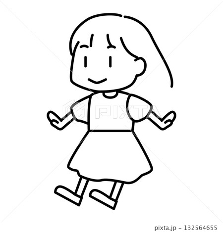 手を広げて立つかわいい女の子 手を広げて立つかわいい女の子 132564655