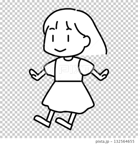 可愛的女孩張開雙臂站著 可愛的女孩張開雙臂站著 132564655