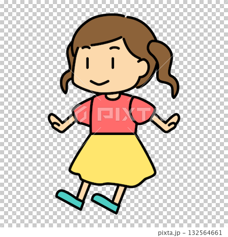 A cute character of a cheerful girl A cute character of a cheerful girl 132564661