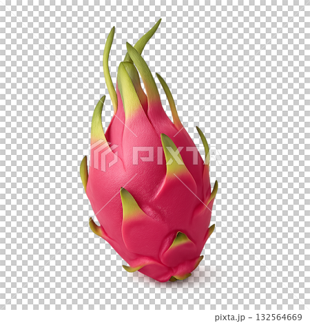 ドラゴンフルーツのリアルタッチな背景透過された切り抜きイラスト 132564669