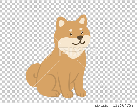 一幅柴犬的插圖，它坐著，面向前方，眼睛閃閃發光。 132564758