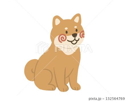 正面を向いて座る柴犬のイラスト 正面を向いて座る柴犬のイラスト 132564769