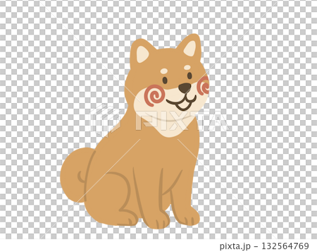 正面を向いて座る柴犬のイラスト 正面を向いて座る柴犬のイラスト 132564769