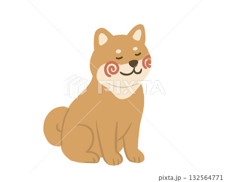 正面を向いて座る柴犬のイラスト 132564771