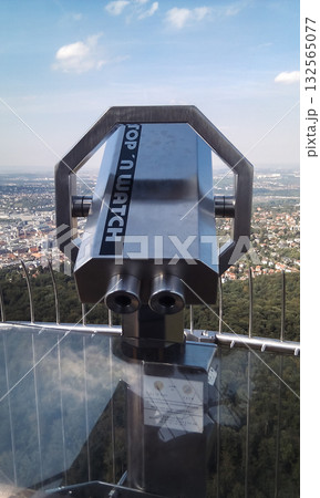 Public Binocular Viewer Overlooking Stuttgart Cityscape 132565077