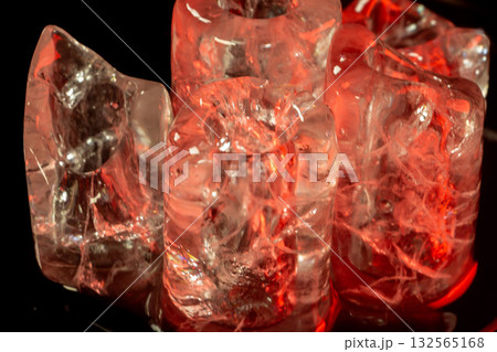 Red-Lit Ice Cubes for Drink Advertising Red-Lit Ice Cubes for Drink Advertising 132565168