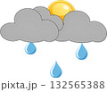 Icon of a Weather Symbol for Cloudy and Rainy. 132565388