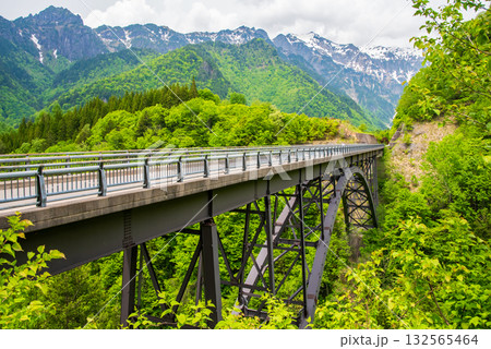 新緑の北アルプス大橋《岐阜県 高山市 奥飛騨温泉郷》 新緑の北アルプス大橋《岐阜県 高山市 奥飛騨温泉郷》 132565464