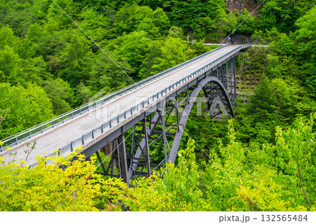 新緑の北アルプス大橋《岐阜県 高山市 奥飛騨温泉郷》 新緑の北アルプス大橋《岐阜県 高山市 奥飛騨温泉郷》 132565484