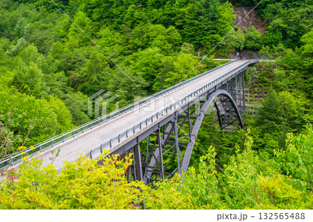 新緑の北アルプス大橋《岐阜県 高山市 奥飛騨温泉郷》 新緑の北アルプス大橋《岐阜県 高山市 奥飛騨温泉郷》 132565488