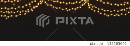 Holiday garland lights on transparent background Holiday garland lights on transparent background 132565692