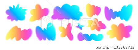 Colorful gradient blur groovy blob elements set 132565713