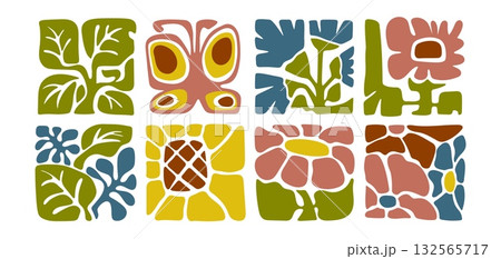 Floral boho style icons set isolated on white Floral boho style icons set isolated on white 132565717