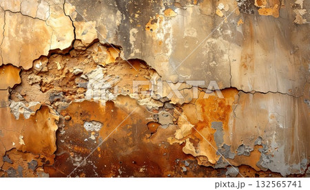 《AI画像》風化して崩れ始めた壁 132565741