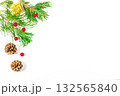 白背景のクリスマスデコレーション 132565840