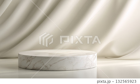 高級感あるプロダクトディスプレイ用背景（ホワイト系） 132565923
