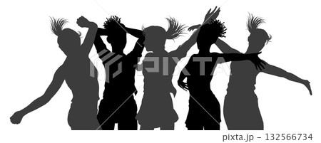Dancing Women Silhouettes Crowd Party Celebration 132566734