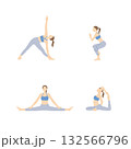 ヨガ_女性_ポーズ_3A 132566796