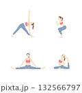 ヨガ_女性_ポーズ_3B 132566797