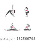 ヨガ_女性_ポーズ_4A 132566798