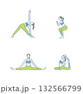 ヨガ_女性_ポーズ_4B 132566799