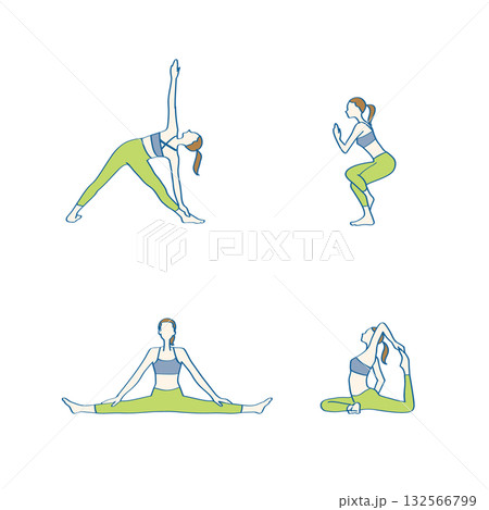 ヨガ_女性_ポーズ_4B ヨガ_女性_ポーズ_4B 132566799