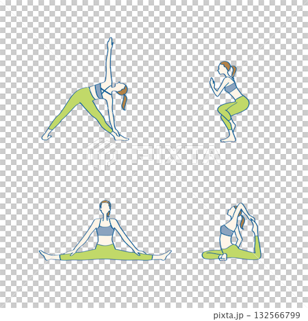 ヨガ_女性_ポーズ_4B ヨガ_女性_ポーズ_4B 132566799