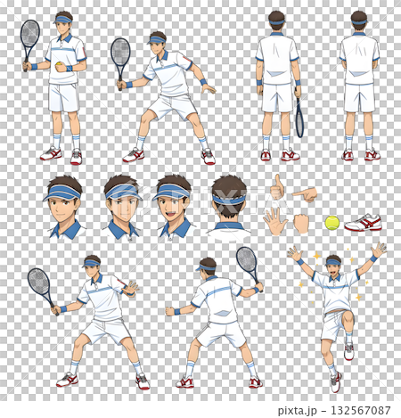 Set of tennis player character. illustration design. Set of tennis player character. illustration design. 132567087