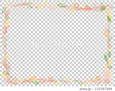 A watercolor frame of red and yellow flowers and ivy with berries and smudges. A watercolor frame of red and yellow flowers and ivy with berries and smudges. 132567369