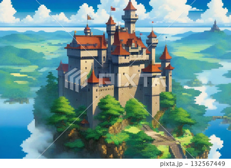 ピクセルアート風の風景 132567449