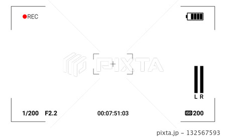 Camera recording interface viewfinder on white background 132567593