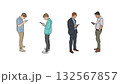 Group of Men standing and looking at smartphones, representing digital lifestyle and modern communication in everyday life 132567857
