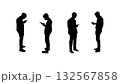 Silhouette of men standing and using smartphones, symbolizing digital lifestyle, social connection, and modern communication 132567858