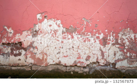 《AI画像》風化したピンク色の壁 132567873
