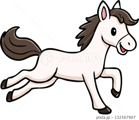 元気に走るかわいい馬のキャラクターイラスト(ベクター,ベクトル) 元気に走るかわいい馬のキャラクターイラスト(ベクター,ベクトル) 132567907