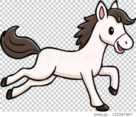 元気に走るかわいい馬のキャラクターイラスト(ベクター,ベクトル) 元気に走るかわいい馬のキャラクターイラスト(ベクター,ベクトル) 132567907