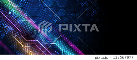 Abstract circuit technology style concept particles background Abstract circuit technology style concept particles background 132567977