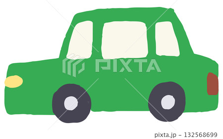 緑の車の手描きイラスト 132568699