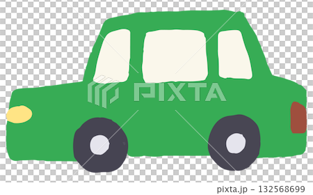 一輛綠色汽車的手繪插圖 一輛綠色汽車的手繪插圖 132568699
