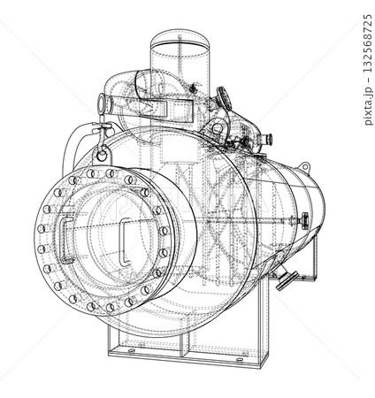 Industrial Machine Blueprint. Vector 132568725