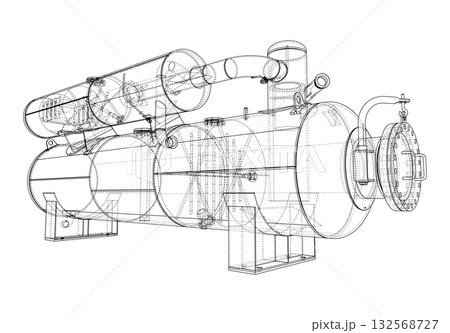 Industrial Equipment Wireframe Design. Vector 132568727