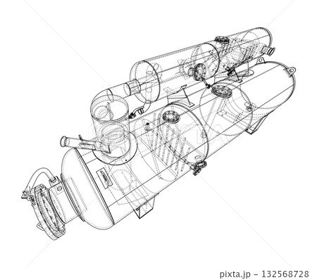 Industrial Equipment Wireframe Design. Vector 132568728
