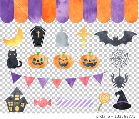 Watercolor Halloween illustration set Watercolor Halloween illustration set 132568773