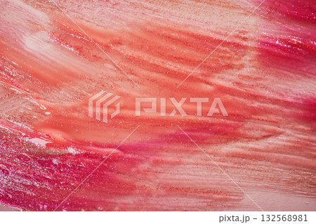 Abstract Cosmetic red and pink swirls with glitter texture 132568981