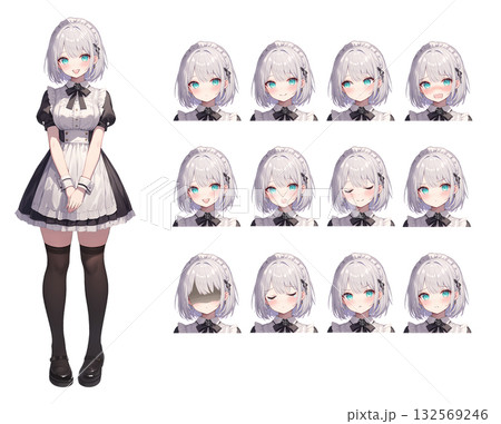 可愛いメイドの立ち絵キャラクターイラスト 132569246