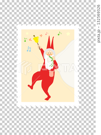 クリスマス サンタクロース 切手メール 赤 イラスト ベクター クリスマス サンタクロース 切手メール 赤 イラスト ベクター 132569326