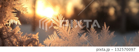 Stunning Winter Frost Patterns on Golden Sunrise Background Nature Photography ice art ice cold view Stunning Winter Frost Patterns on Golden Sunrise Background Nature Photography ice art ice cold view 132570097
