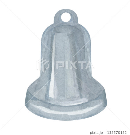 Watercolor hand drawn blue bell isolated element. Handmade drawing of Christmas and New Year s celebration decorative element, back to school booklet, packaging, label,logo design Watercolor hand drawn blue bell isolated element. Handmade drawing of Christmas and New Year s celebration decorative element, back to school booklet, packaging, label,logo design 132570132