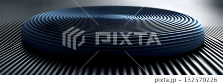 Abstract Dark Blue Circular Design Modern Geometric Pattern Background Texture 3D Art Wave Lines 132570226