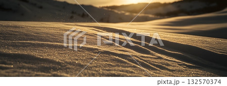 Golden Hour Snowscape Serene Winter Landscape Peaceful Nature Scene Breathtaking View Stunning 132570374